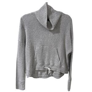 Sweaty Betty London Restful Boucle Top Roll Neck Kangaroo Pockets Lily White, M